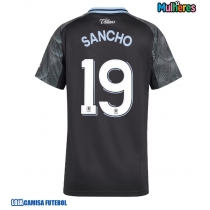Camisa de Futebol Aston Villa Jadon Sancho #19 Equipamento Secundário Mulheres 2025-26 Manga Curta